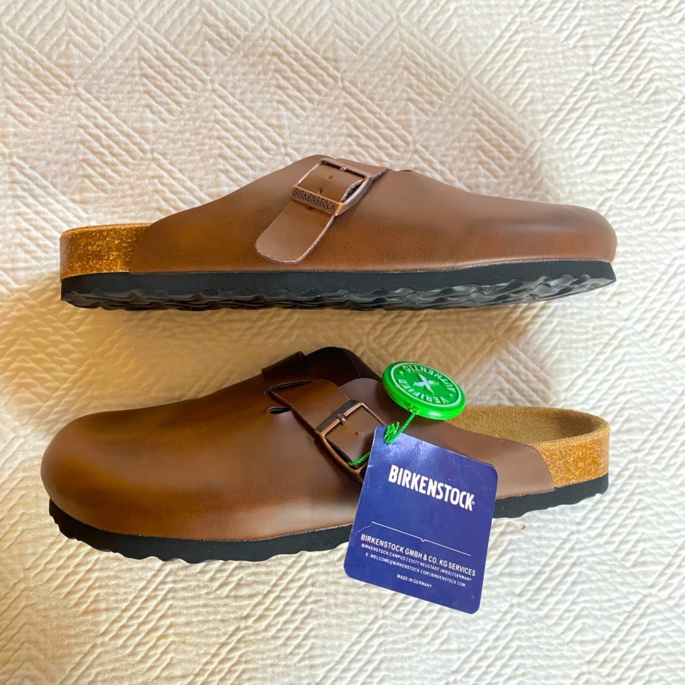 BNWT Birkenstock Brown Leather Clogs Size 40 Narrow